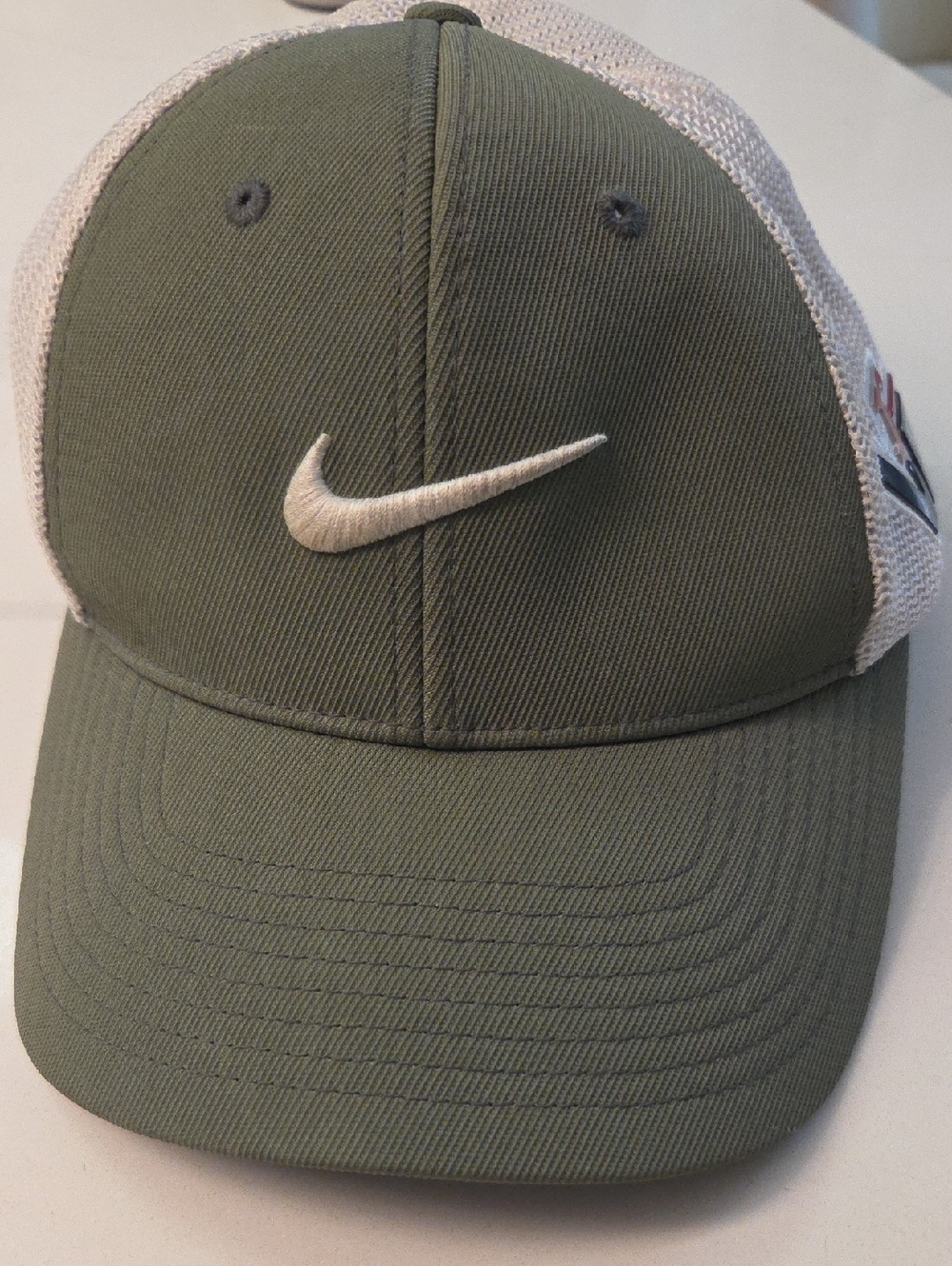Nike Olive Green and White Mesh Cap with Embroidered Swoosh